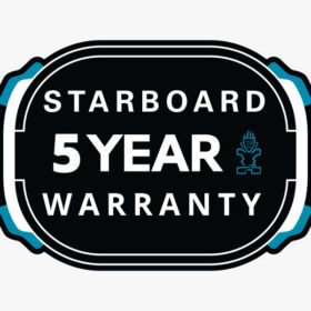 Starboard 5-year warranty logo with blue accents.