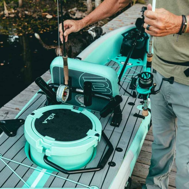 The Bote Rocket Rac in black on the Lono kayak. Available at Riverbound Sports in Tempe, Arizona.