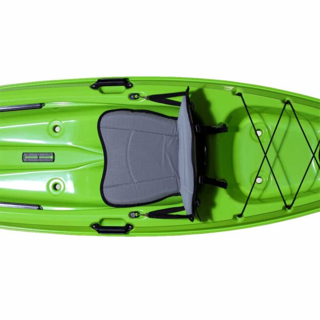 Eddyline Caribbean 10 lime kayak seating area. Riverbound Sports authorized Eddyline dealer in Tempe, Arizona.