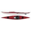 Eddyline Kayaks Sitka ST touring kayak in red. Split image side and top. Available at authorized Eddyline dealer, Riverbound Sports in Tempe, Arizona.