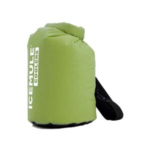 Ice Mule soft cooler side image olive with black strap.