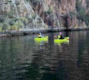 Winter kayaking tour on Saguaro lake with Riverbound Sports.