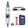 The Sea Eagle 393rl inflatable solo kayak pro package.