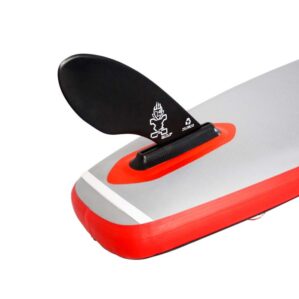 Starboard Touring SUP single fin setup and Rail Edge Technology strip at the tail of the board.