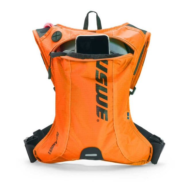 USWE Outlander 2L Hydration Pack in factory orange. Available at Riverbound Sports in Tempe, Arizona.