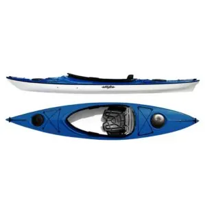 Eddyline Sandpiper 12' sit inside kayak split side and top in sapphire blue. Riverbound Sports authorized Eddyline dealer in Tempe, Arizona.